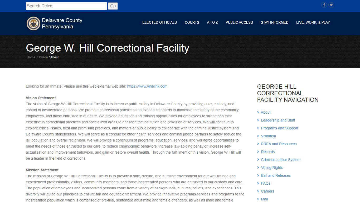 George W. Hill Correctional Facility - Delaware County, Pennsylvania