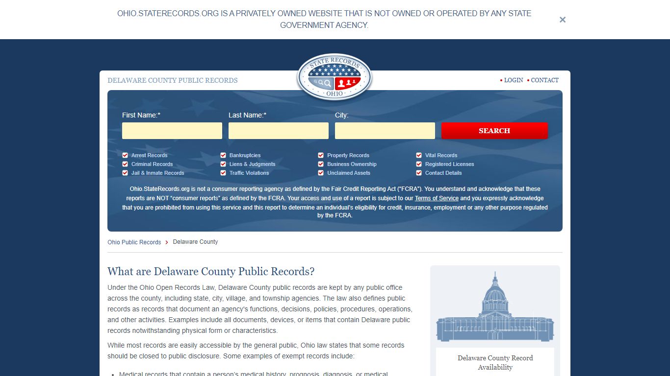 Delaware County Arrest, Court, and Public Records | StateRecords.org